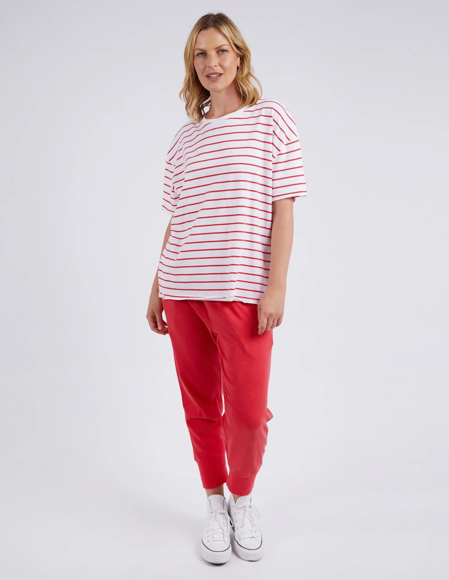 Winona Stripe S/S Tee in Bittersweet & White Winona Stripe S/S Tee in Bittersweet & White