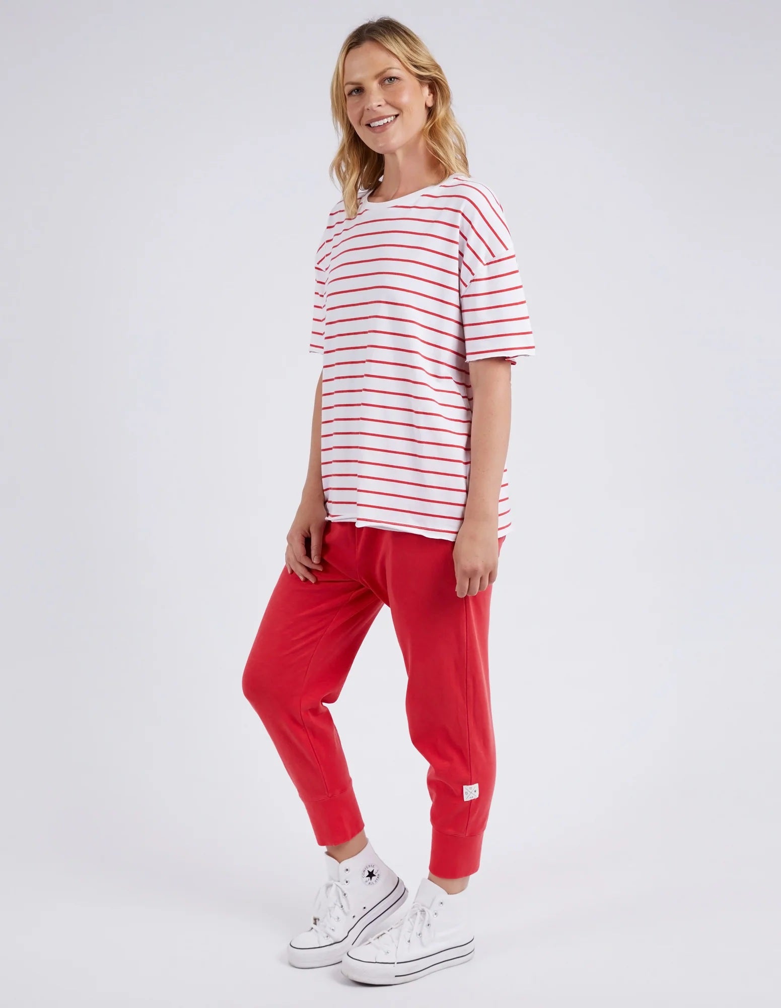 Winona Stripe S/S Tee in Bittersweet & White Winona Stripe S/S Tee in Bittersweet & White