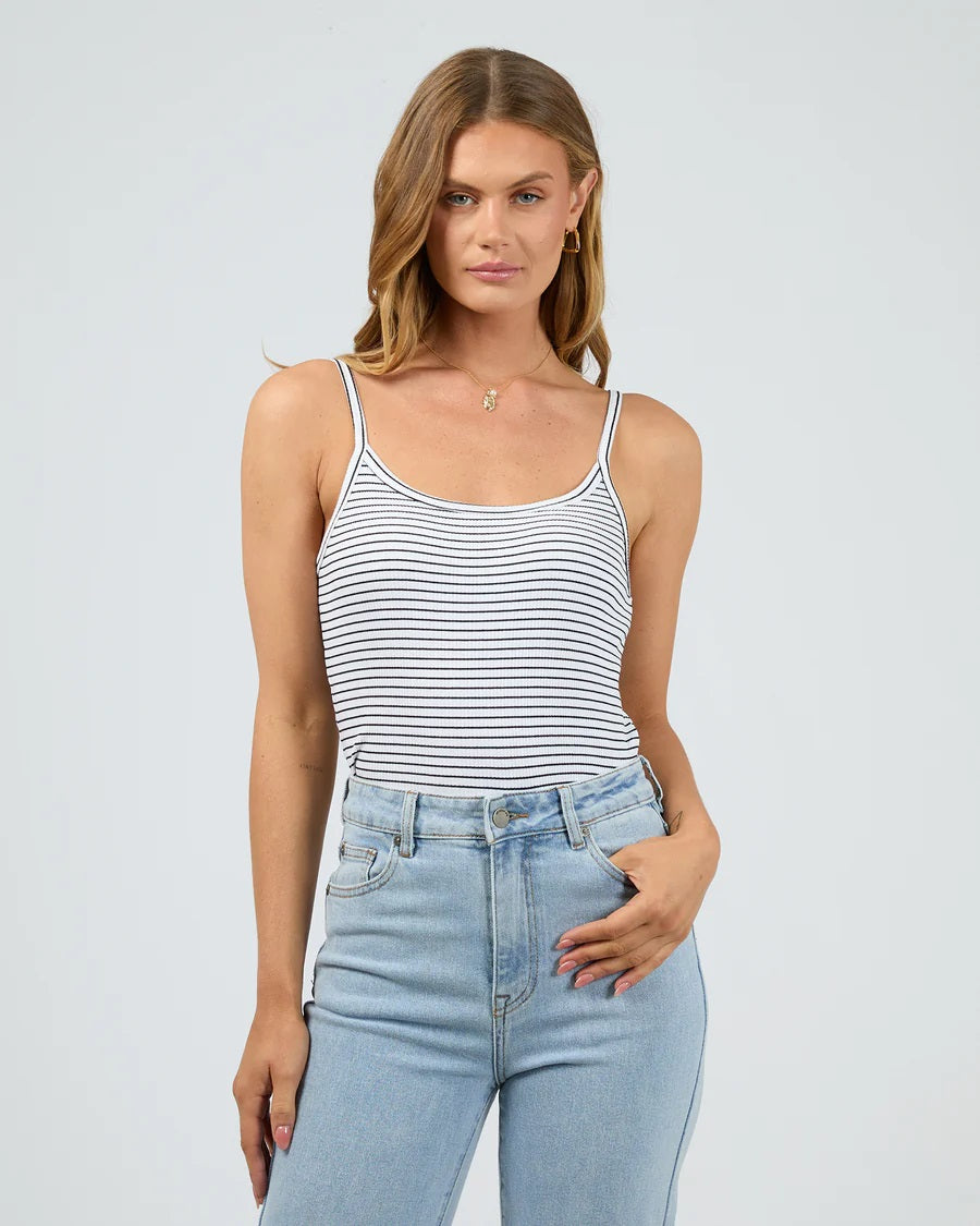 All About Eve Eve Rib Stripe Cami [COLOUR:White SIZE:6]