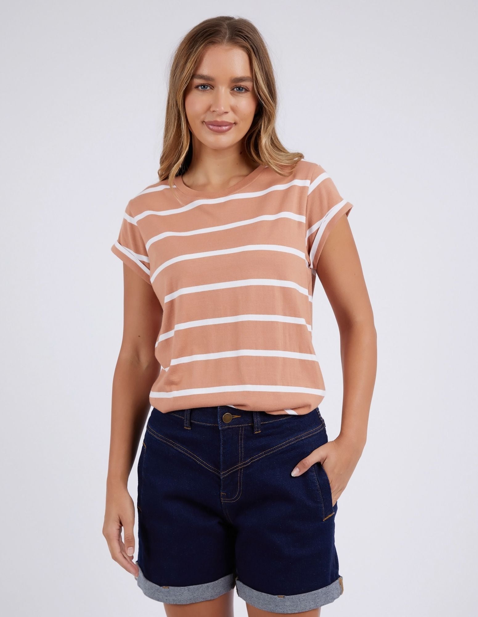 Foxwood Manly Stripe Tee [COLOUR:Clay SIZE:6]