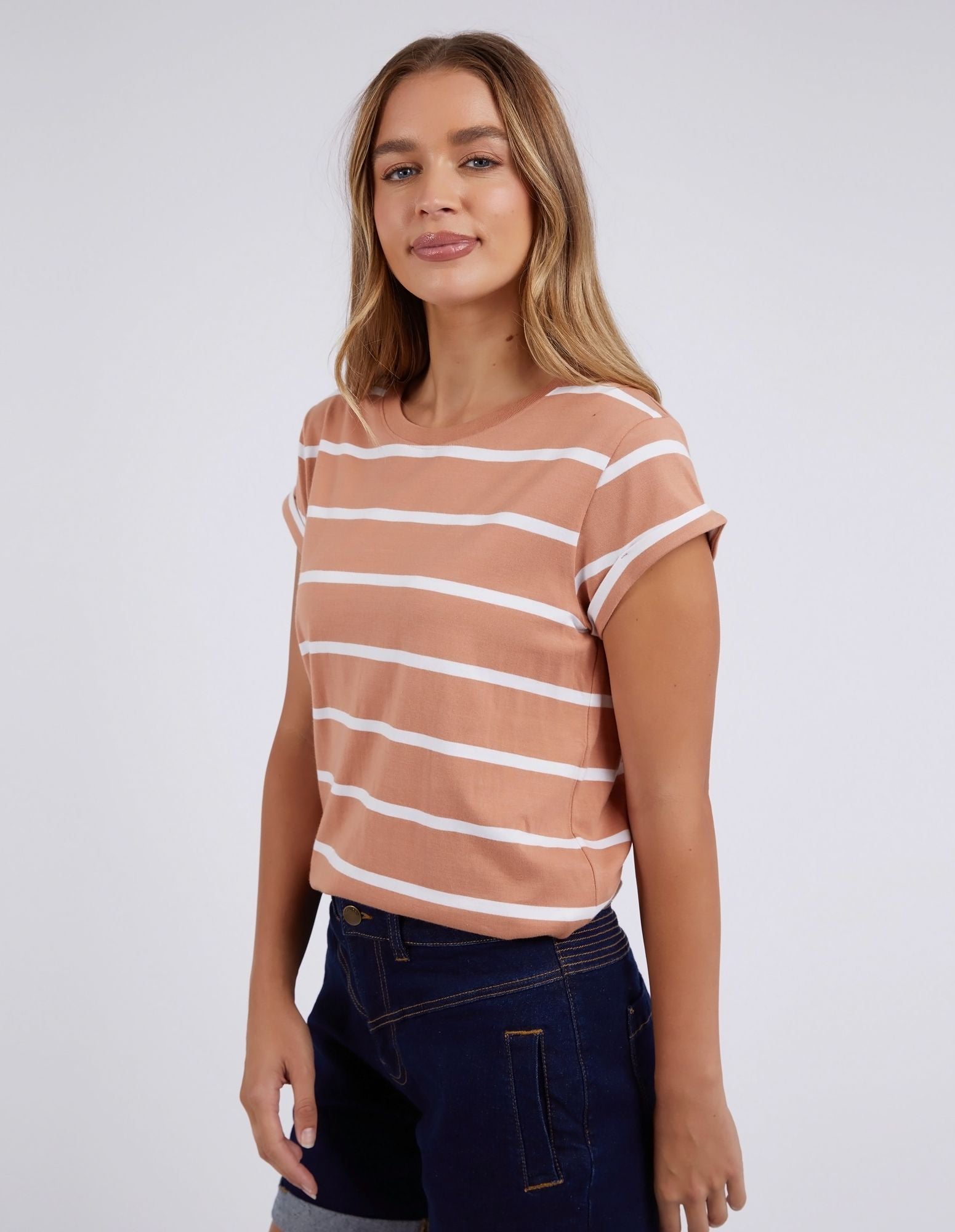 Foxwood Manly Stripe Tee [COLOUR:Clay SIZE:6]