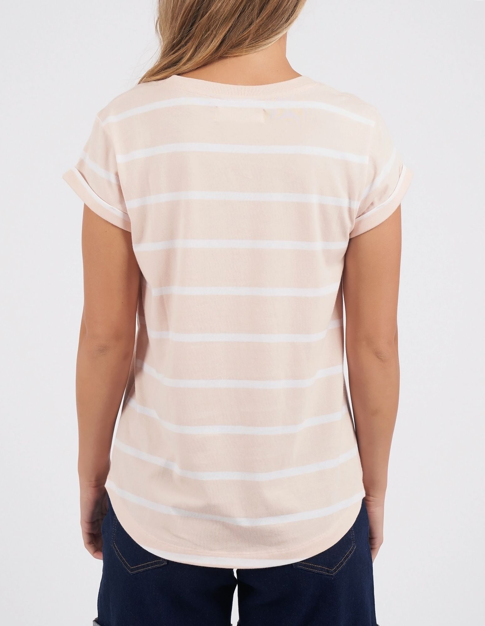 Foxwood Manly Stripe Tee [COLOUR:Barely Pink SIZE:6]