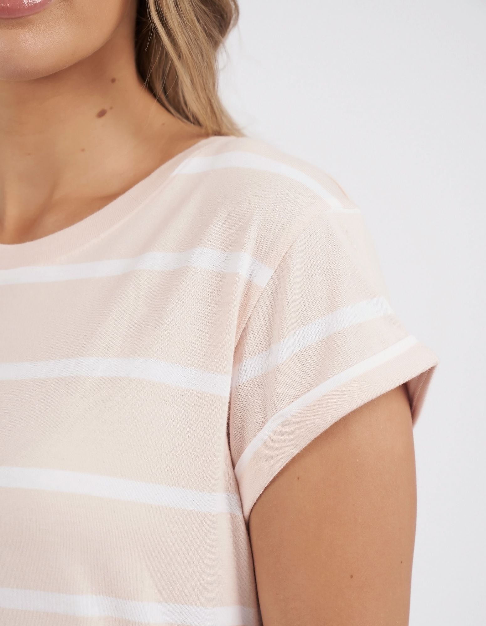 Foxwood Manly Stripe Tee [COLOUR:Barely Pink SIZE:6]