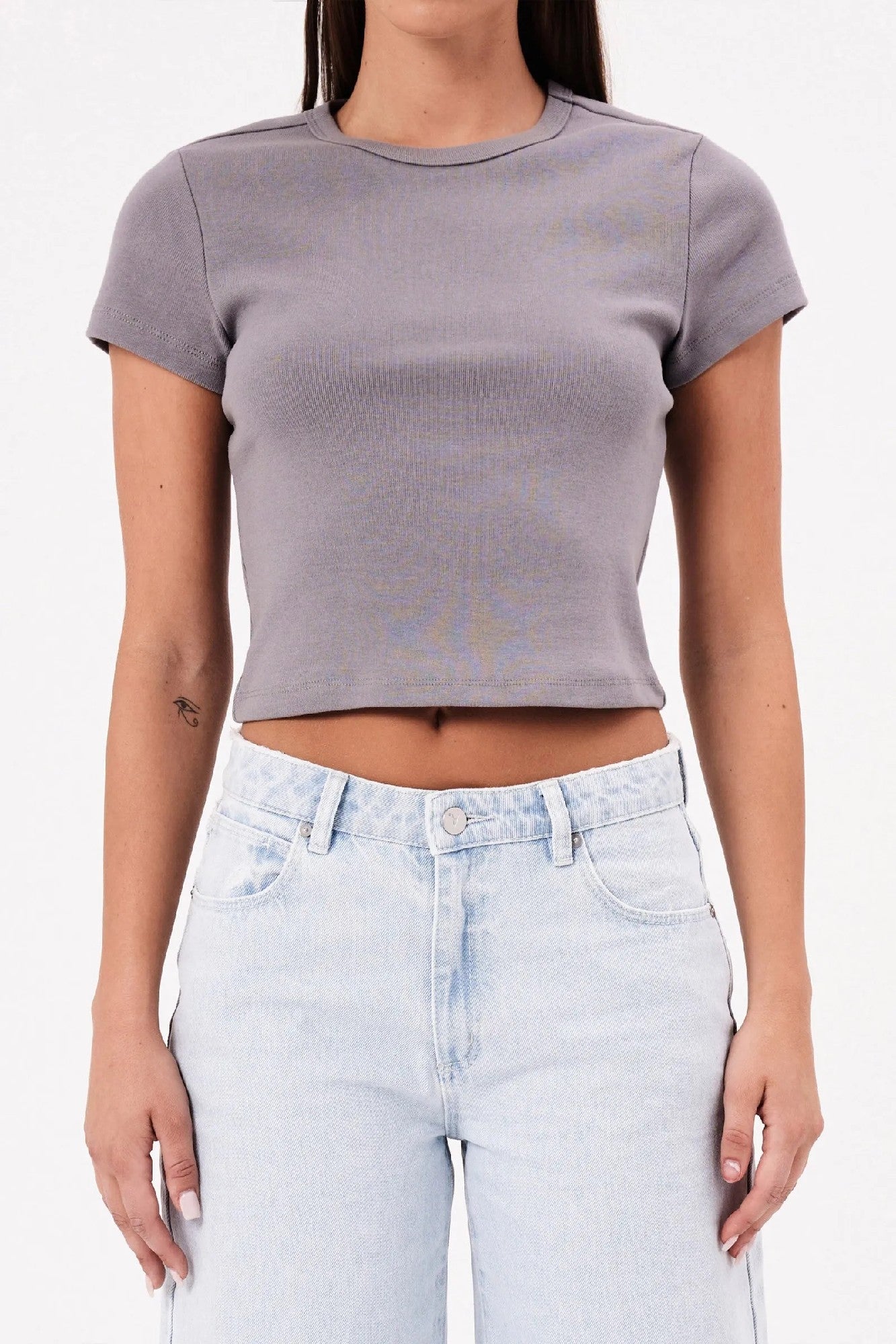 Abrand 90's Icon Baby Tee [COLOUR:Storm Grey SIZE:XS]