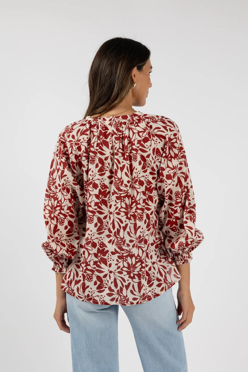 Humidity Eden Blouse [COLOUR:Brick Print SIZE:XS]