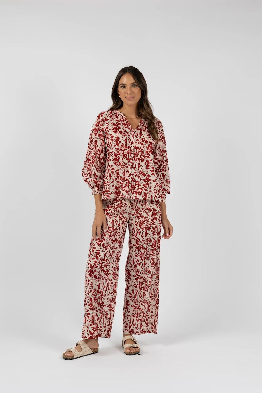Humidity Eden Pant [COLOUR:Brick Print SIZE:10]
