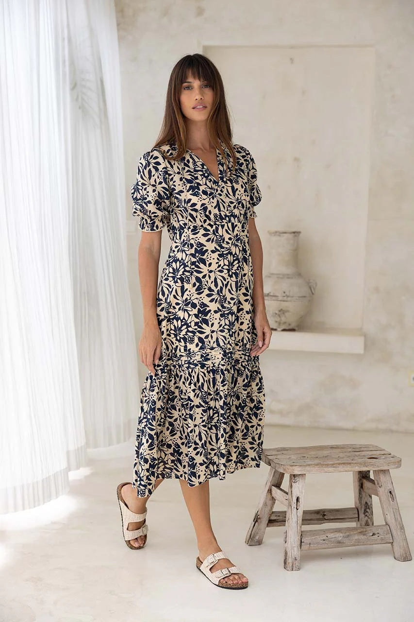 Humidity Eden Maxi Dress [COLOUR:Navy print  SIZE:XS]