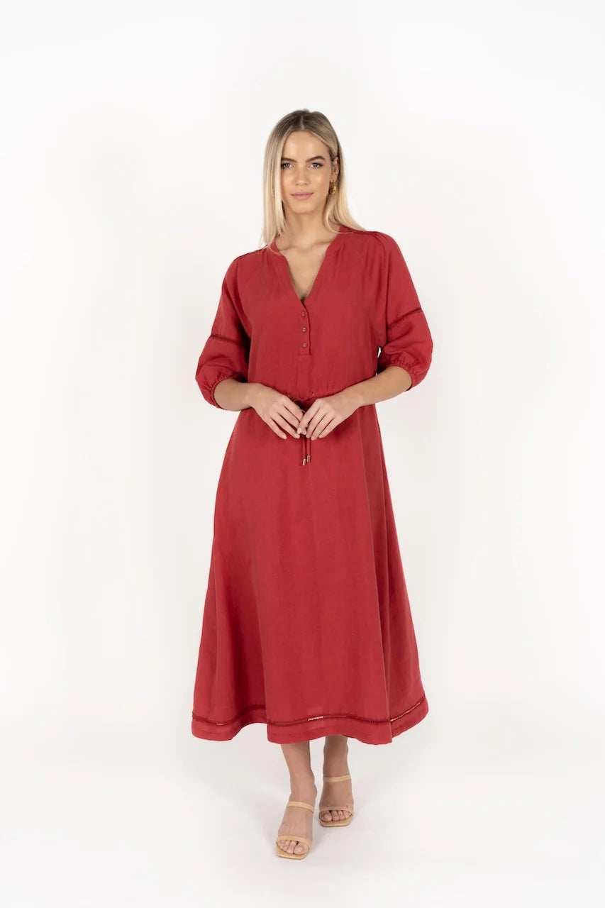 Humidity Ambrosia Midi Dress [COLOUR:Brick SIZE:XS]