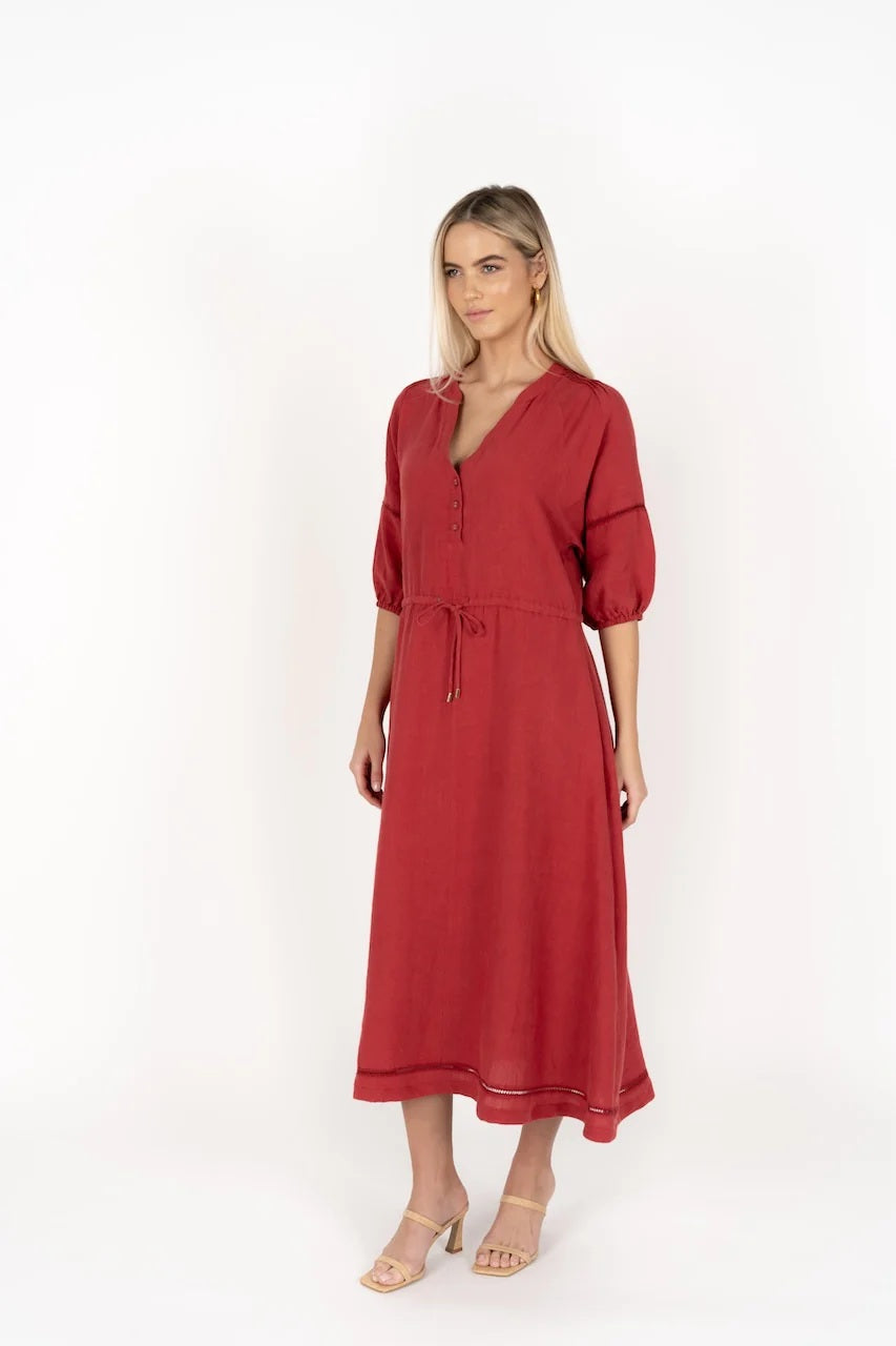 Humidity Ambrosia Midi Dress [COLOUR:Brick SIZE:XS]