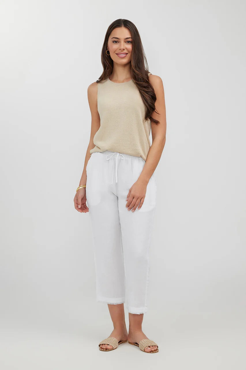 Humidity Lido 3/4 Linen Pant [COLOUR:White SIZE:8]