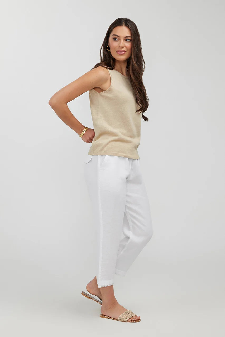 Humidity Lido 3/4 Linen Pant [COLOUR:White SIZE:8]