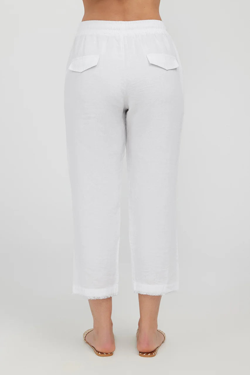 Humidity Lido 3/4 Linen Pant [COLOUR:White SIZE:8]