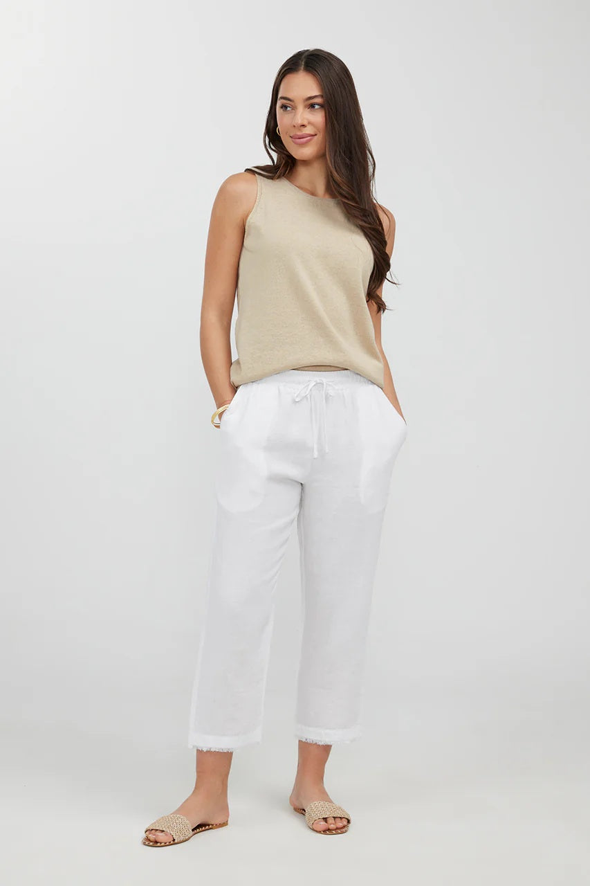 Humidity Lido 3/4 Linen Pant [COLOUR:White SIZE:8]