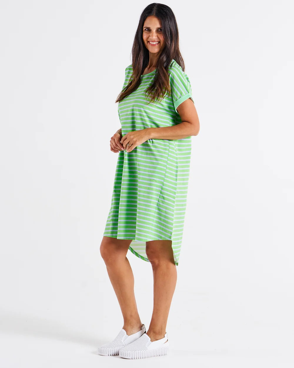 Betty Basics Maxine T-Shirt Dress [COLOUR:Green Tea Stripe SIZE:8]