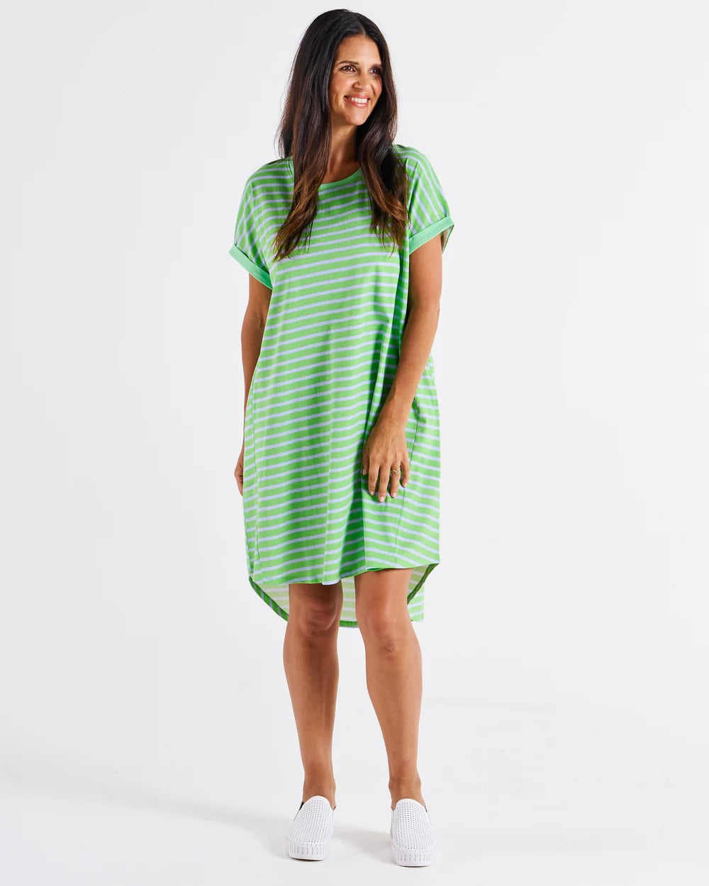 Betty Basics Maxine T-Shirt Dress [COLOUR:Green Tea Stripe SIZE:8]