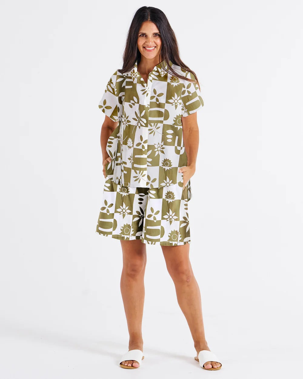 Betty Basics Mara Short Sleeve Shirt [COLOUR:Geo Floral SIZE:8]