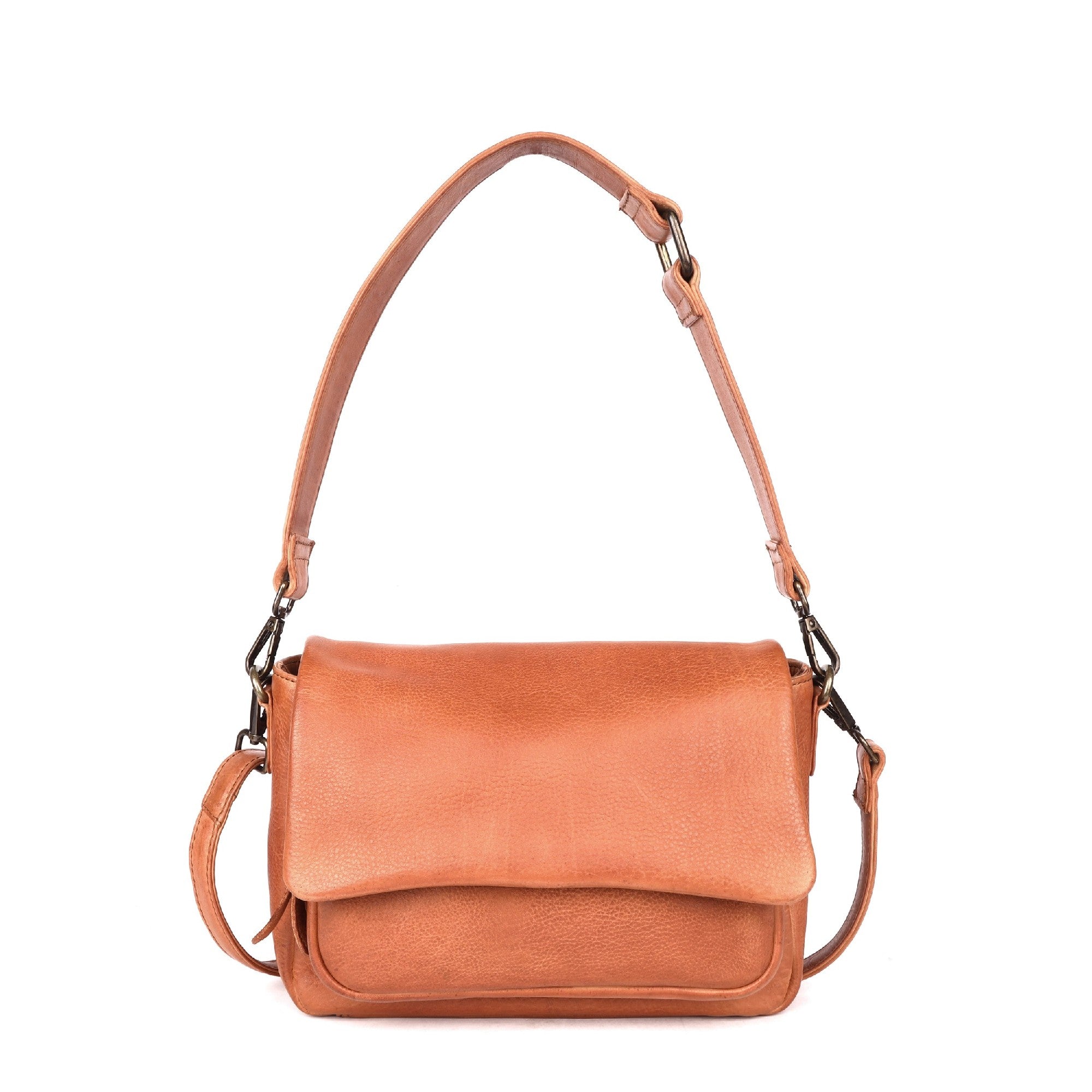 ORAN LEATHER LEIGH CROSS BODY/SHOLDER [COLOUR:Cognac]