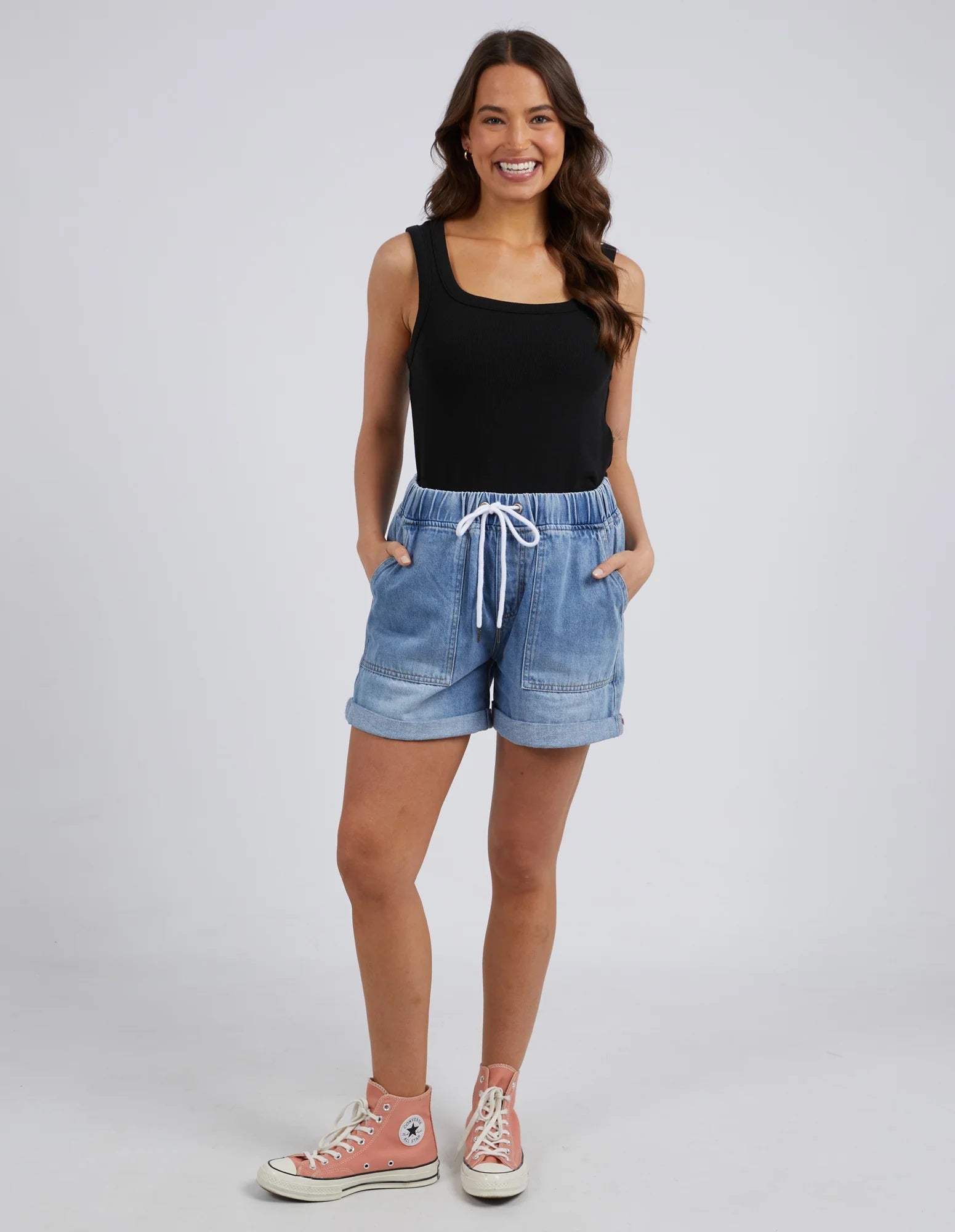 Elm Emma Relaxed Denim Short [COLOUR:mid wash blue SIZE:10]