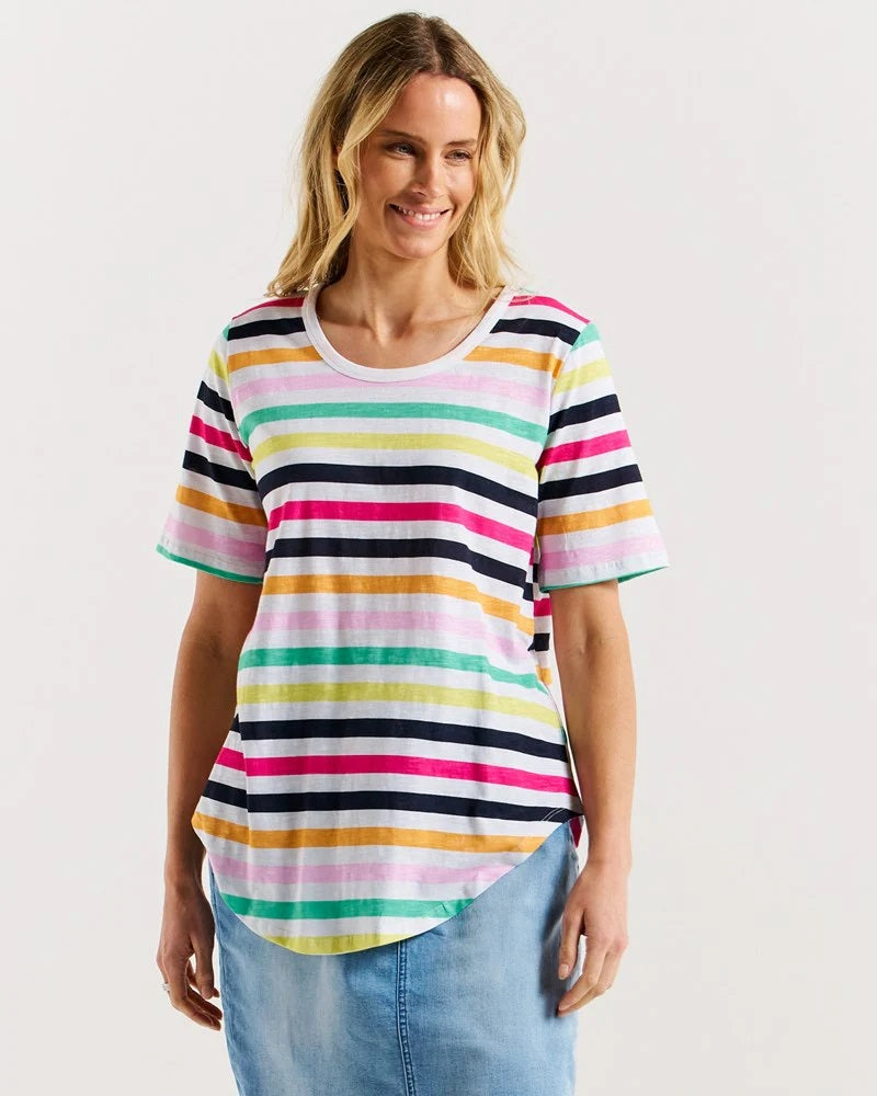 Betty Basics Ariana Tee [COLOUR:Rainbow stripe SIZE:8]