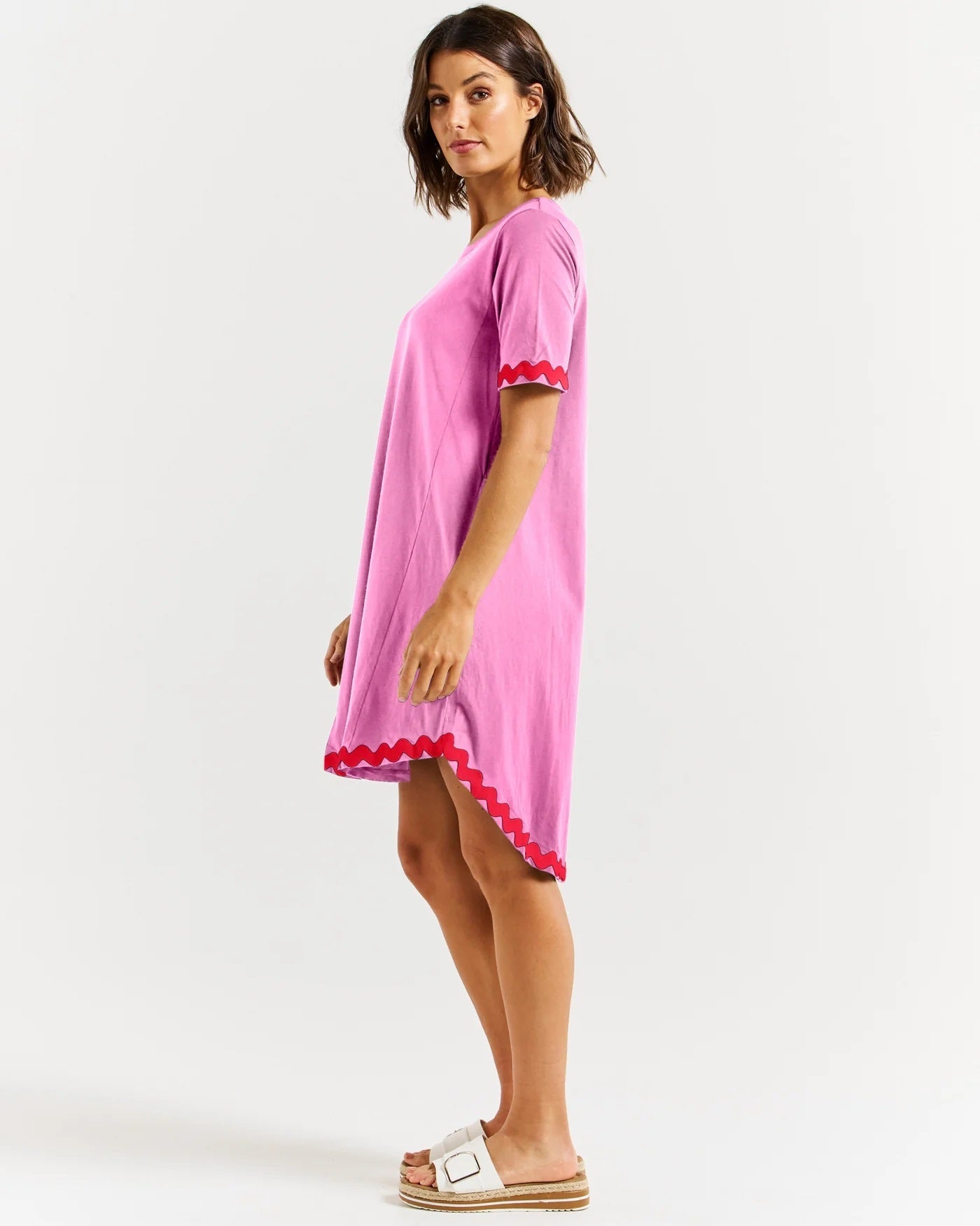 Betty Basics Nyree Dress [COLOUR:Pink/Red RicRac SIZE:08]