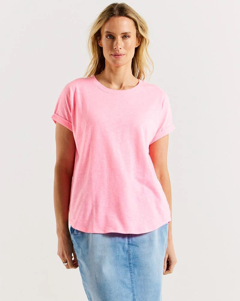 Betty Basics Hailey Short Sleeve Tee [COLOUR:Bright Pink SIZE:6]