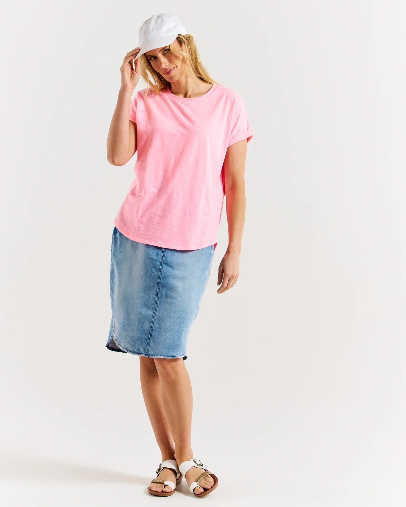 Betty Basics Hailey Short Sleeve Tee [COLOUR:Bright Pink SIZE:6]