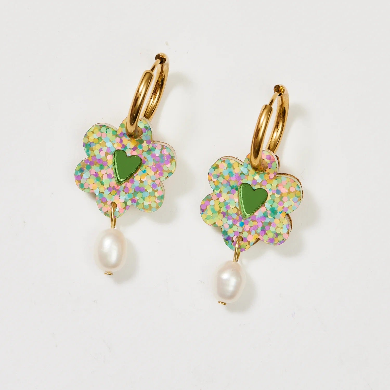 Martha Jean Heart Flower & Pearl Earring [COLOUR:Pastel]