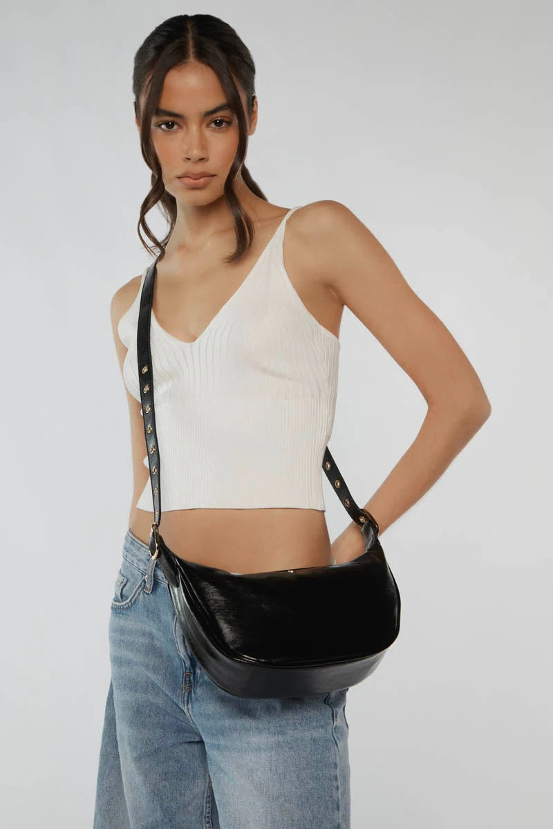 Peta & Jain Rollins Eyelet Slouch Crossbody Bag [COLOUR:Black]