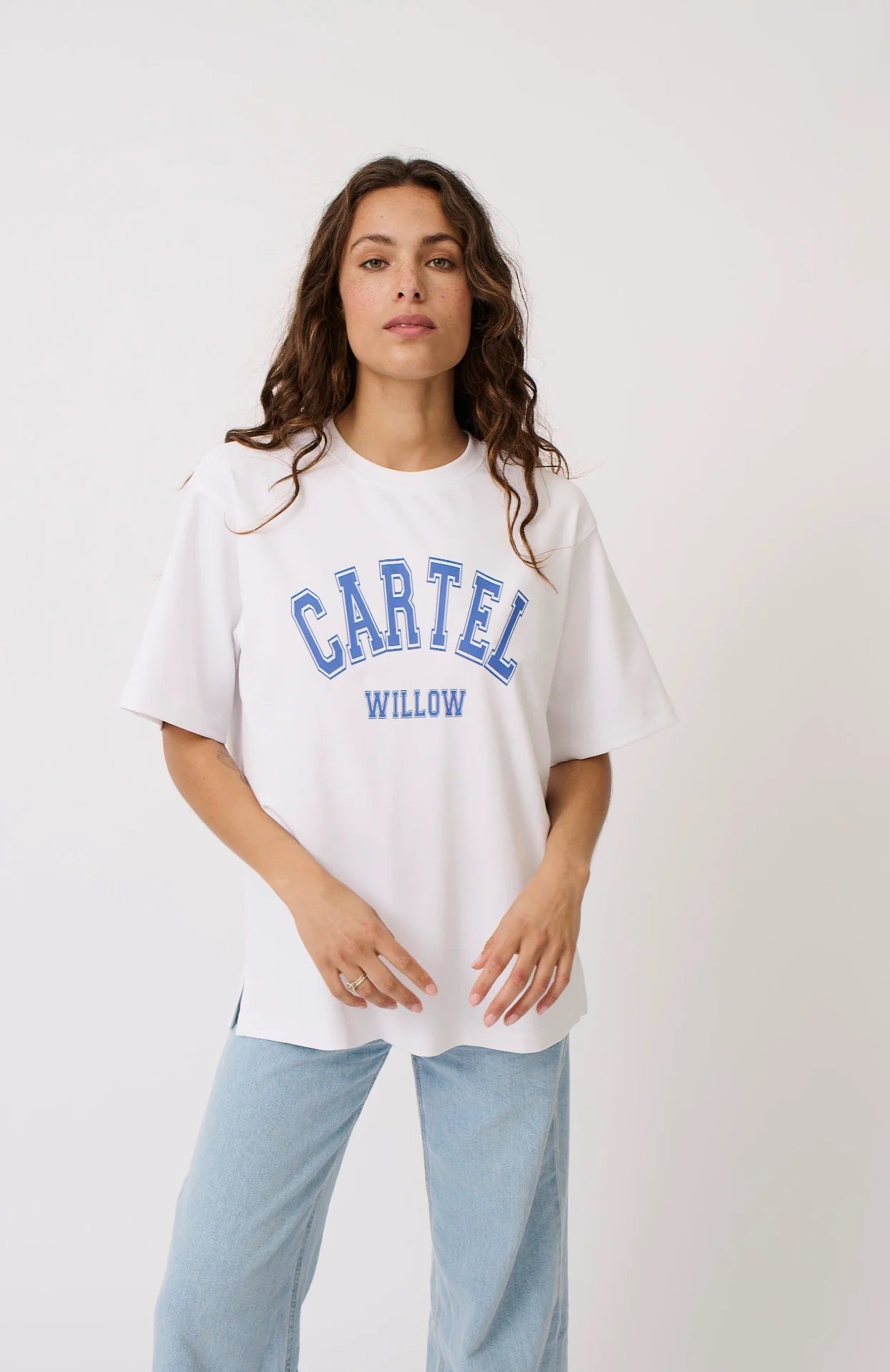 Cartel & Willow Sadie Tee [COLOUR:White Azure SIZE:XS]