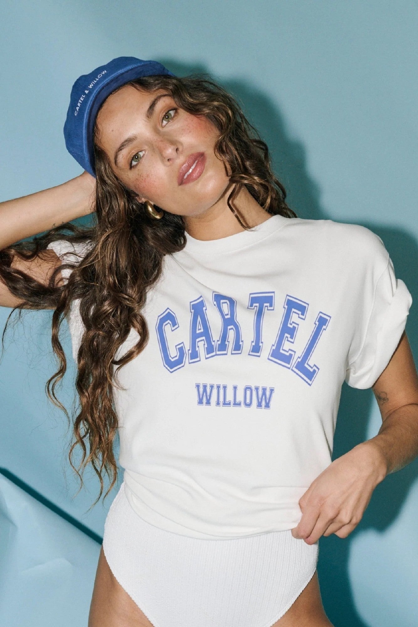 Cartel & Willow Sadie Tee [COLOUR:White Azure SIZE:XS]