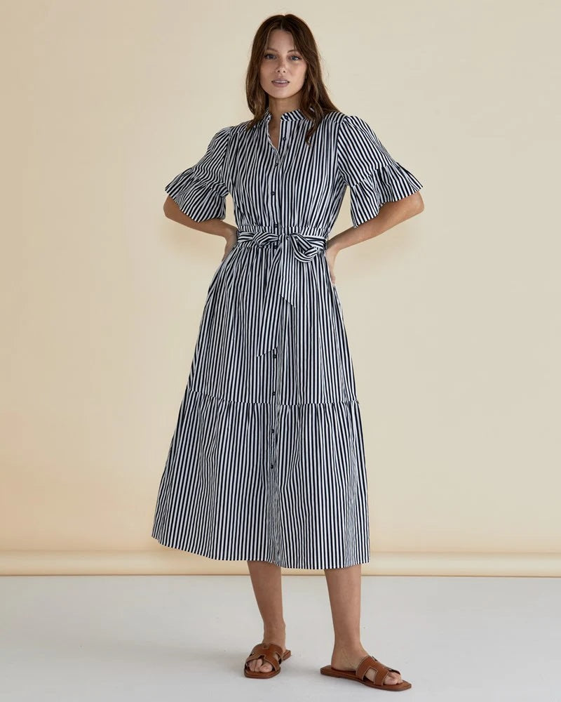 Betty Basics Jamilla Dress [COLOUR:navy stripe  SIZE:8]