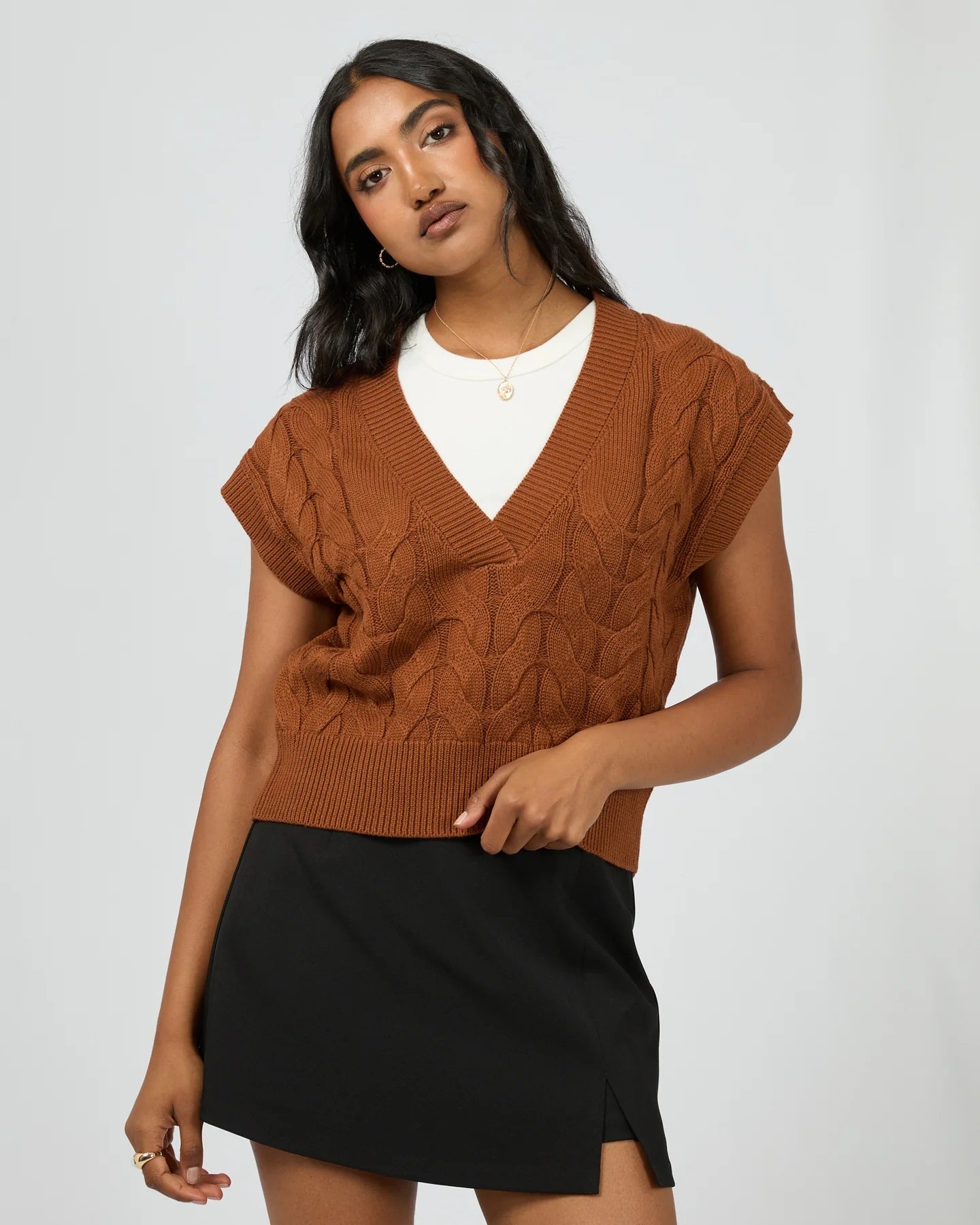 All About Eve Brooklyn Knit Vest [COLOUR:Cinnamon SIZE:6]