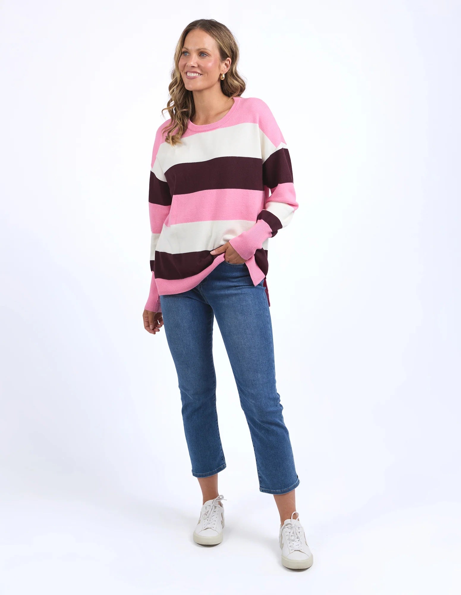 Elm Hallie Stripe Knit Pink Geranium [COLOUR:pink/geranium SIZE:S]