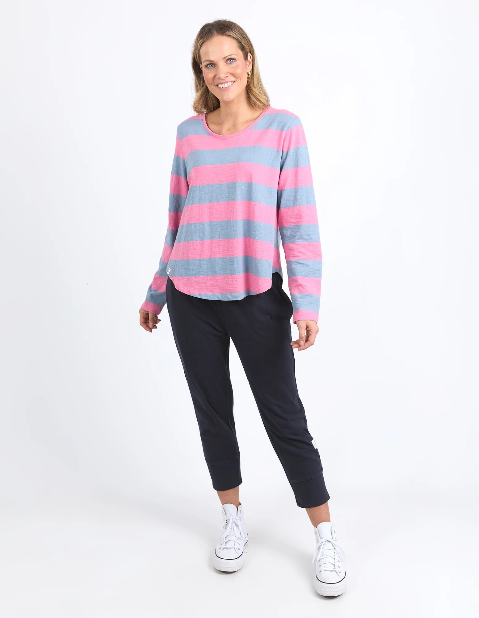 Elm Spritz Stripe Long Sleeve Tee [COLOUR:geranium pink stripe SIZE:8]