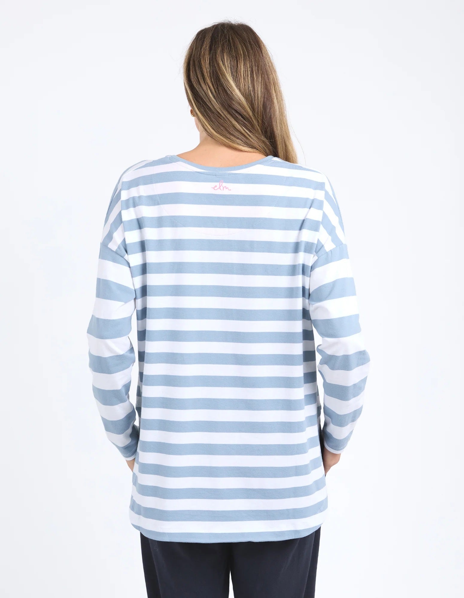 Elm Queue Longsleeve Tee [COLOUR:Steel Blue Stripe SIZE:8]