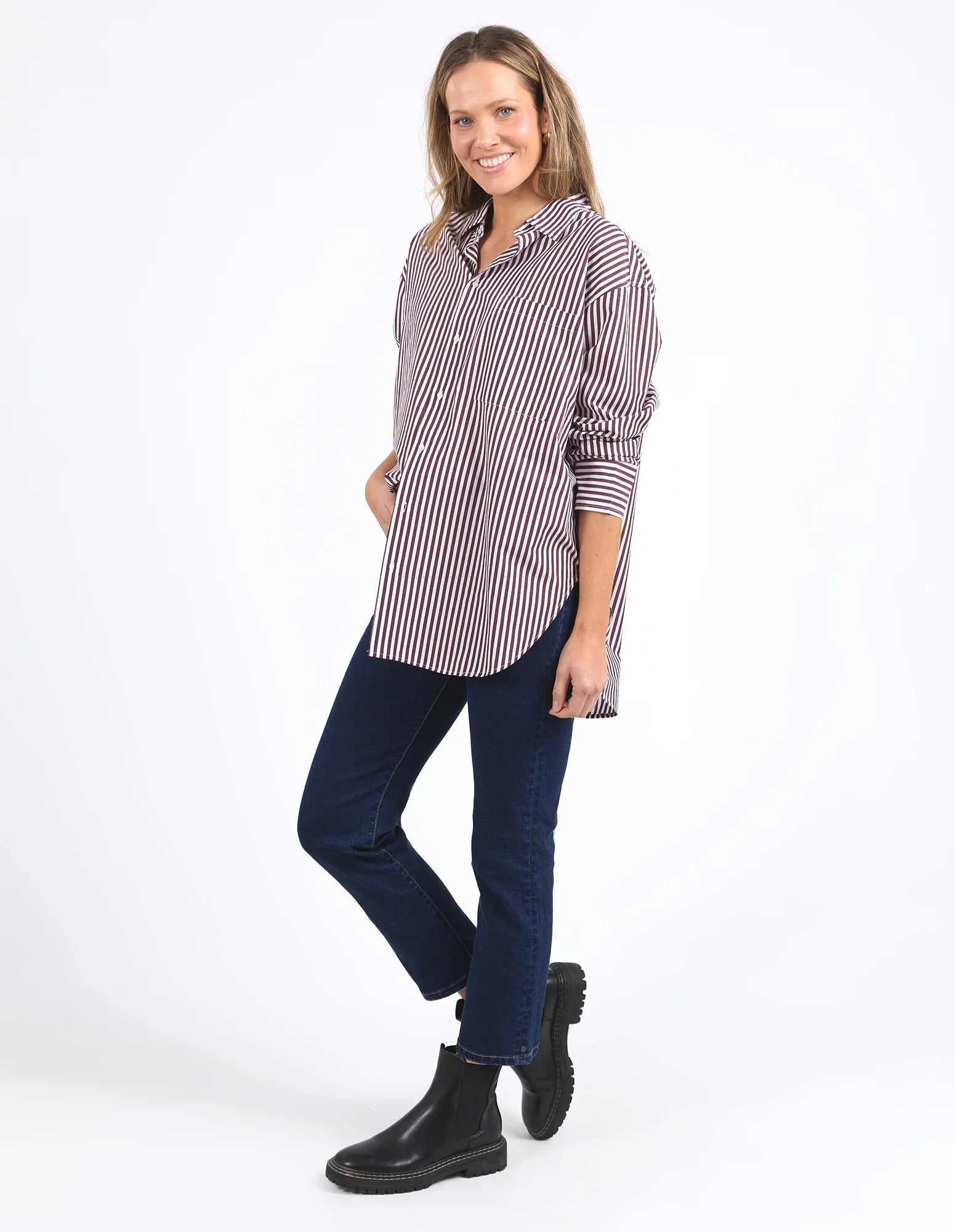 Elm Lila Stripe Shirt [COLOUR:Merlot SIZE:8]