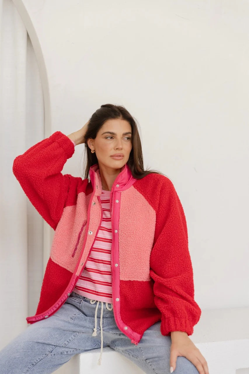 Betty Basic Franklin Fleecy Jacket [COLOUR:Pink/Red SIZE:S]