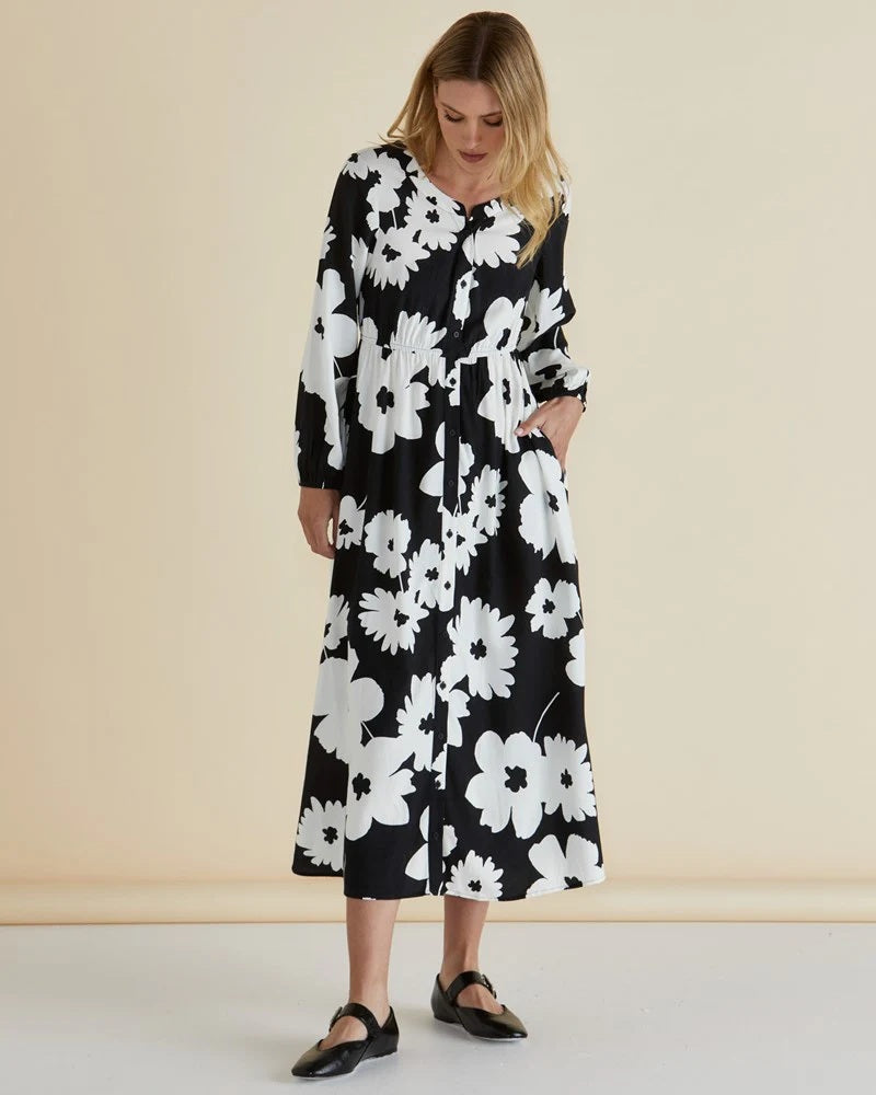 Betty Basics Aries Dress [COLOUR:monochrome floral SIZE:10]