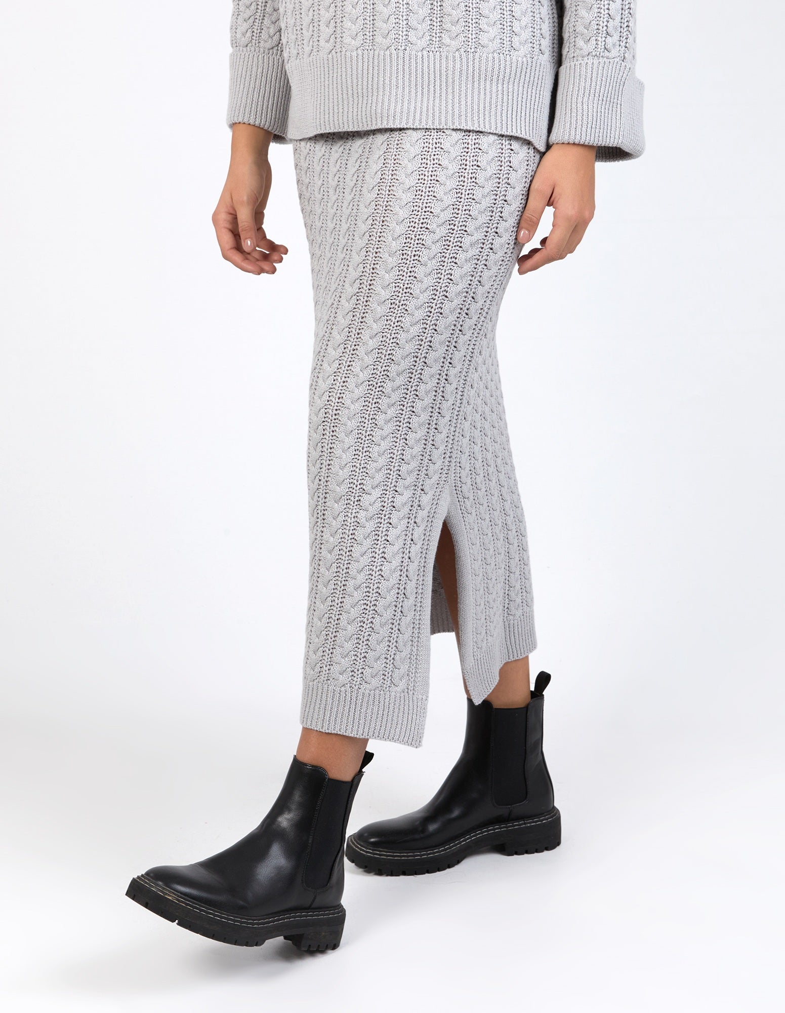 Elm Remi Knit Skirt [COLOUR:Grey marle SIZE:S]
