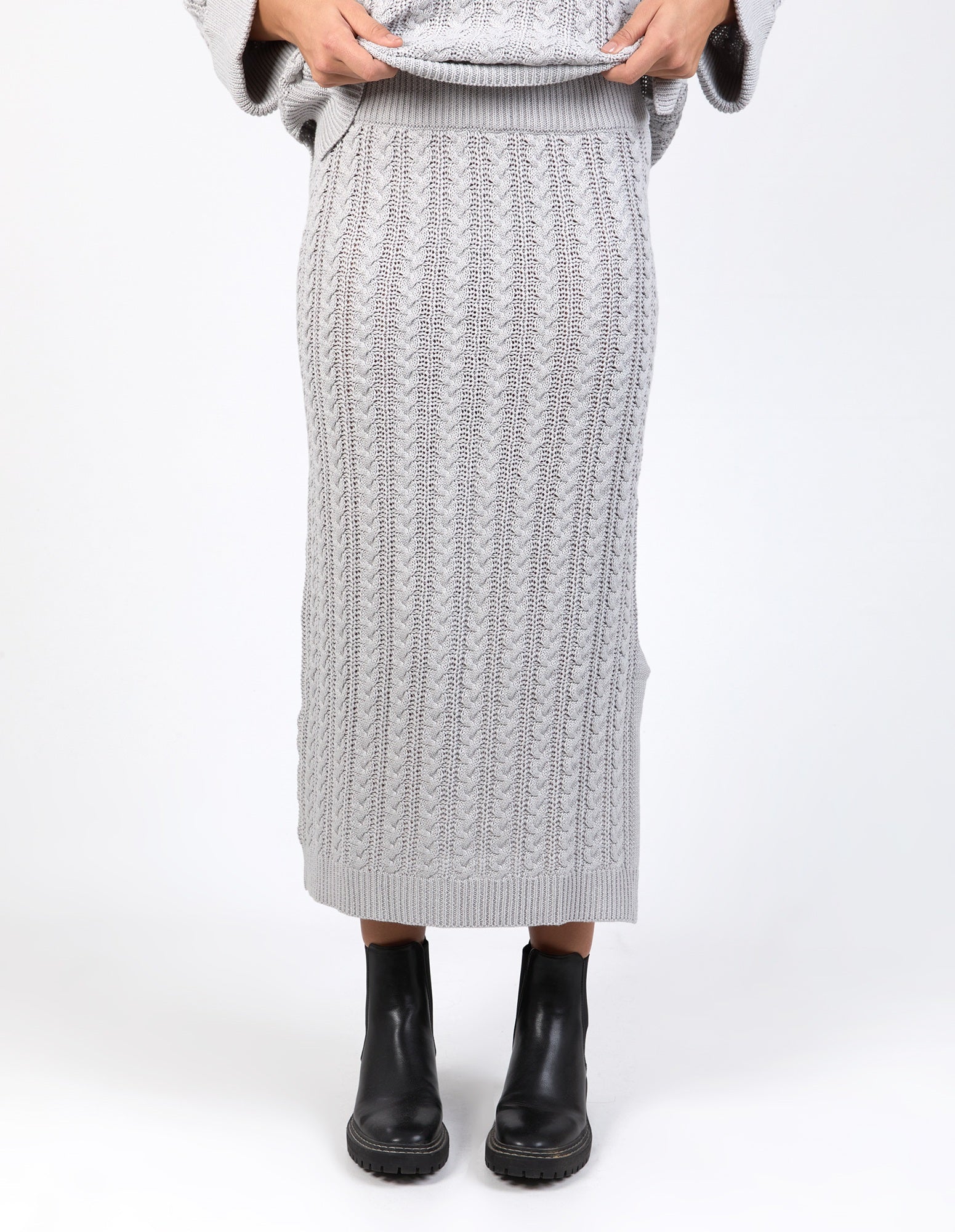 Elm Remi Knit Skirt [COLOUR:Grey marle SIZE:S]