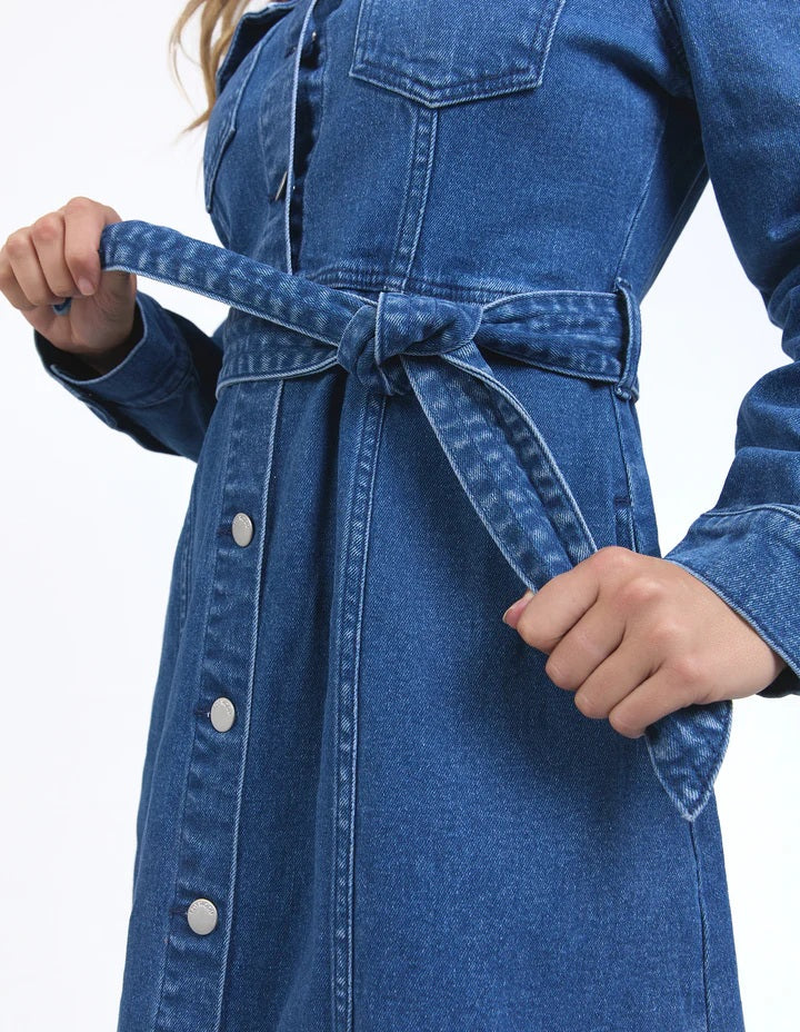 Foxwood Genevieve Denim Dress [COLOUR:Mid Blue SIZE:8]