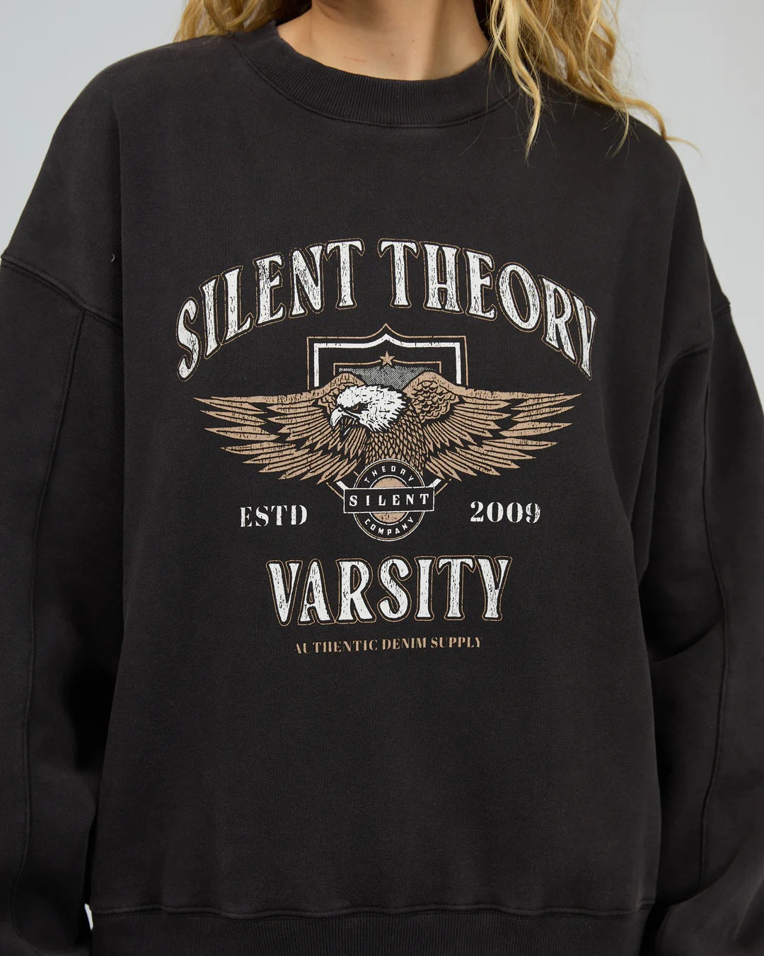 Silent Theory Authentic Crew [COLOUR:Washed black SIZE:6] | Little Extras Lifestyle | Women's Clothing Online