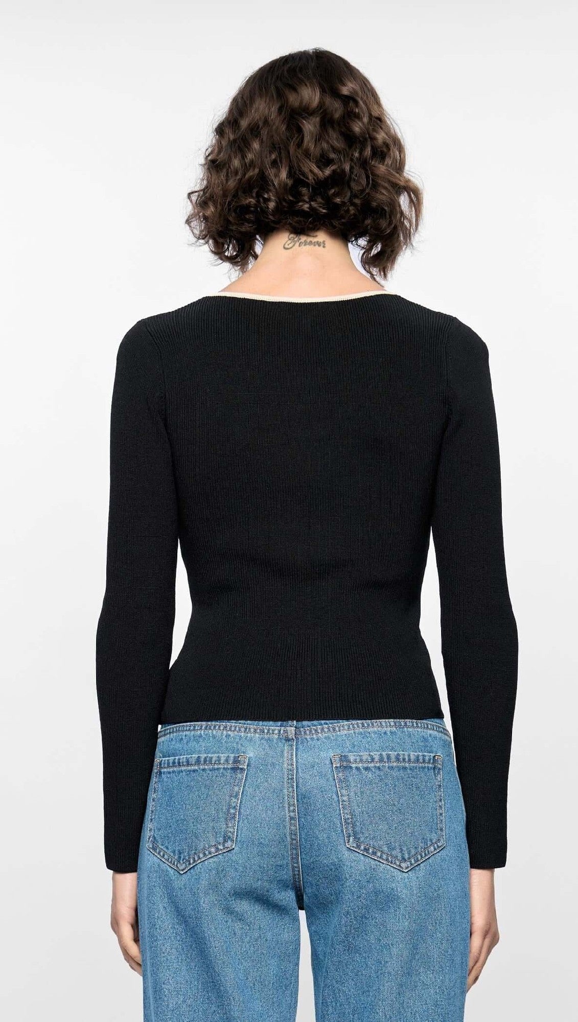 Staple The Lable Noelle Knit Top [COLOUR:Black/cream SIZE:XS]