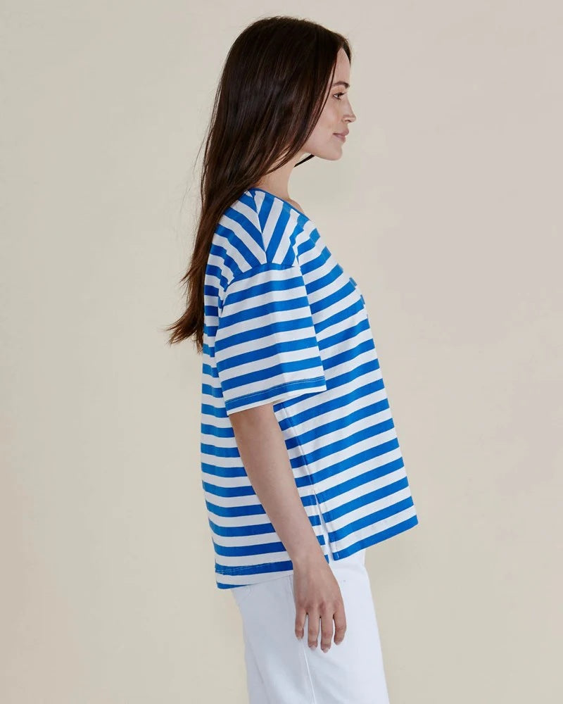 Betty Basics Relax Boxy Tee [COLOUR:azure stripe blue SIZE:6]