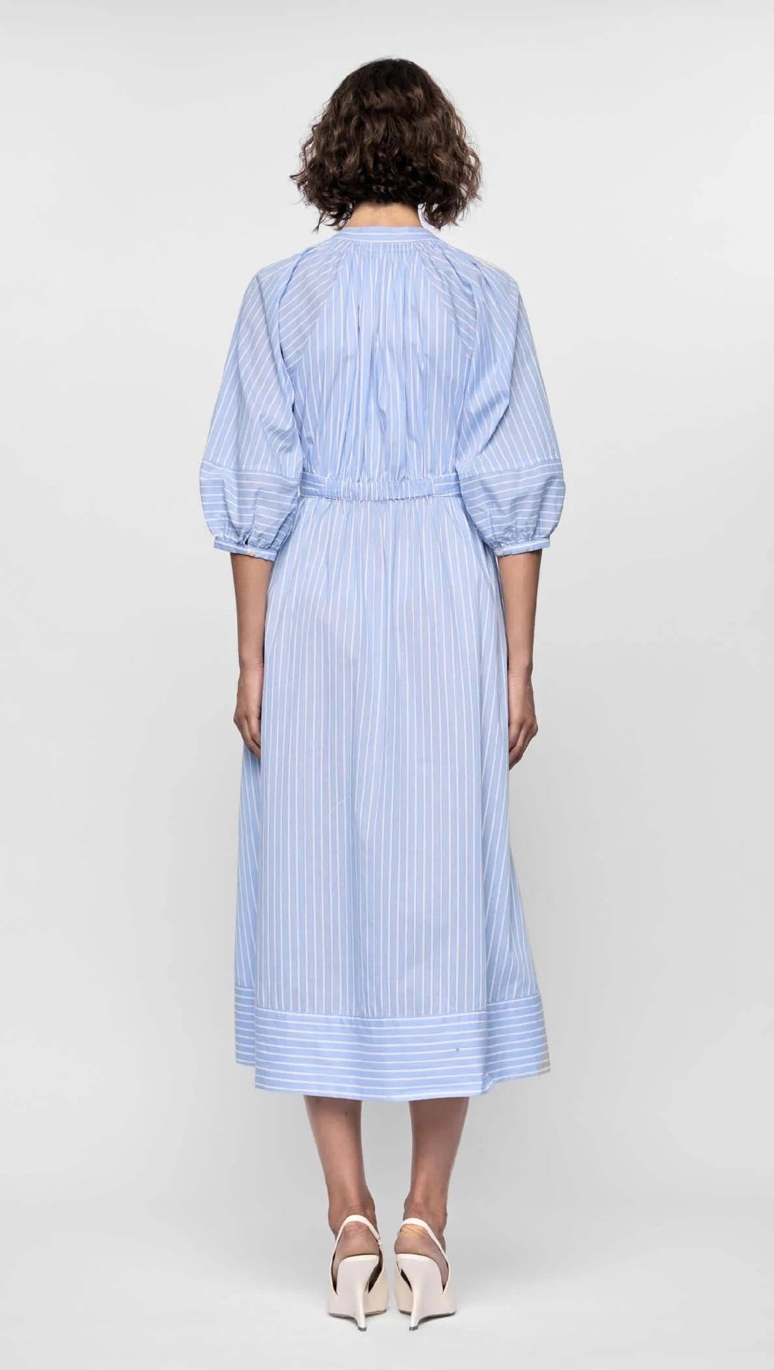 Staple The Laple  Myra Midi Dress [COLOUR:blue white stripe SIZE:S]