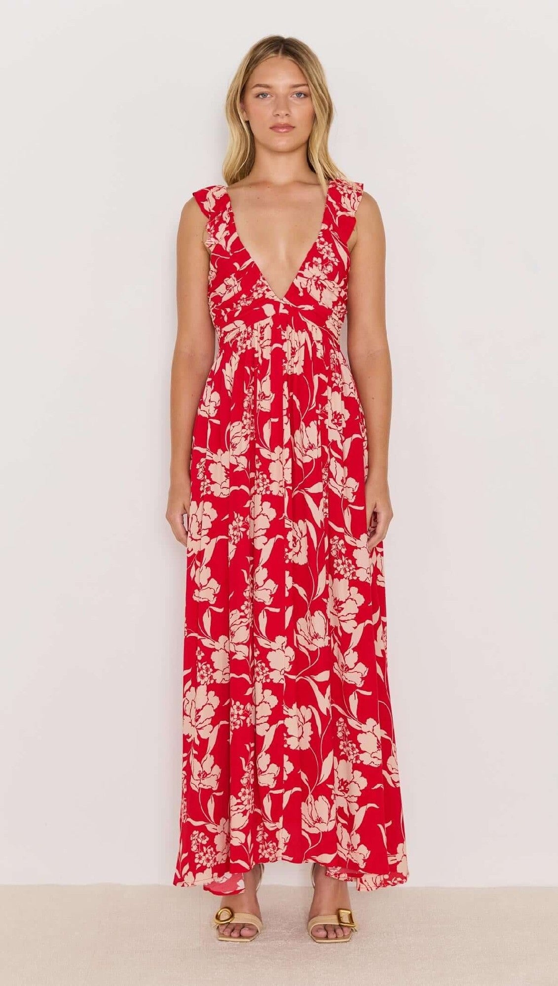 Minkpink Poppy Maxi Dress [COLOUR:red floral SIZE:XS]