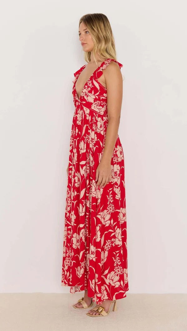 Minkpink Poppy Maxi Dress [COLOUR:red floral SIZE:XS]