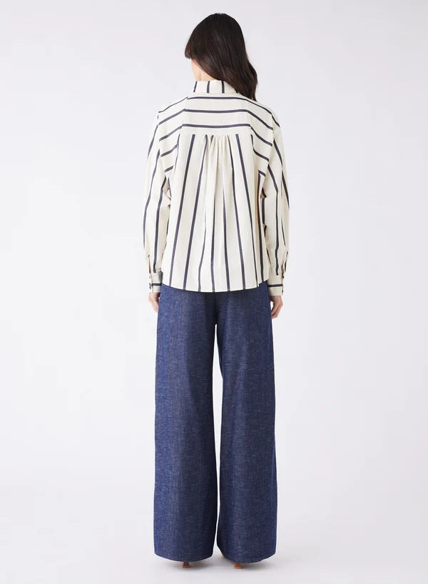 Esmaee Origin Stripe Shirt [COLOUR:Indigo Stripe SIZE:XS]