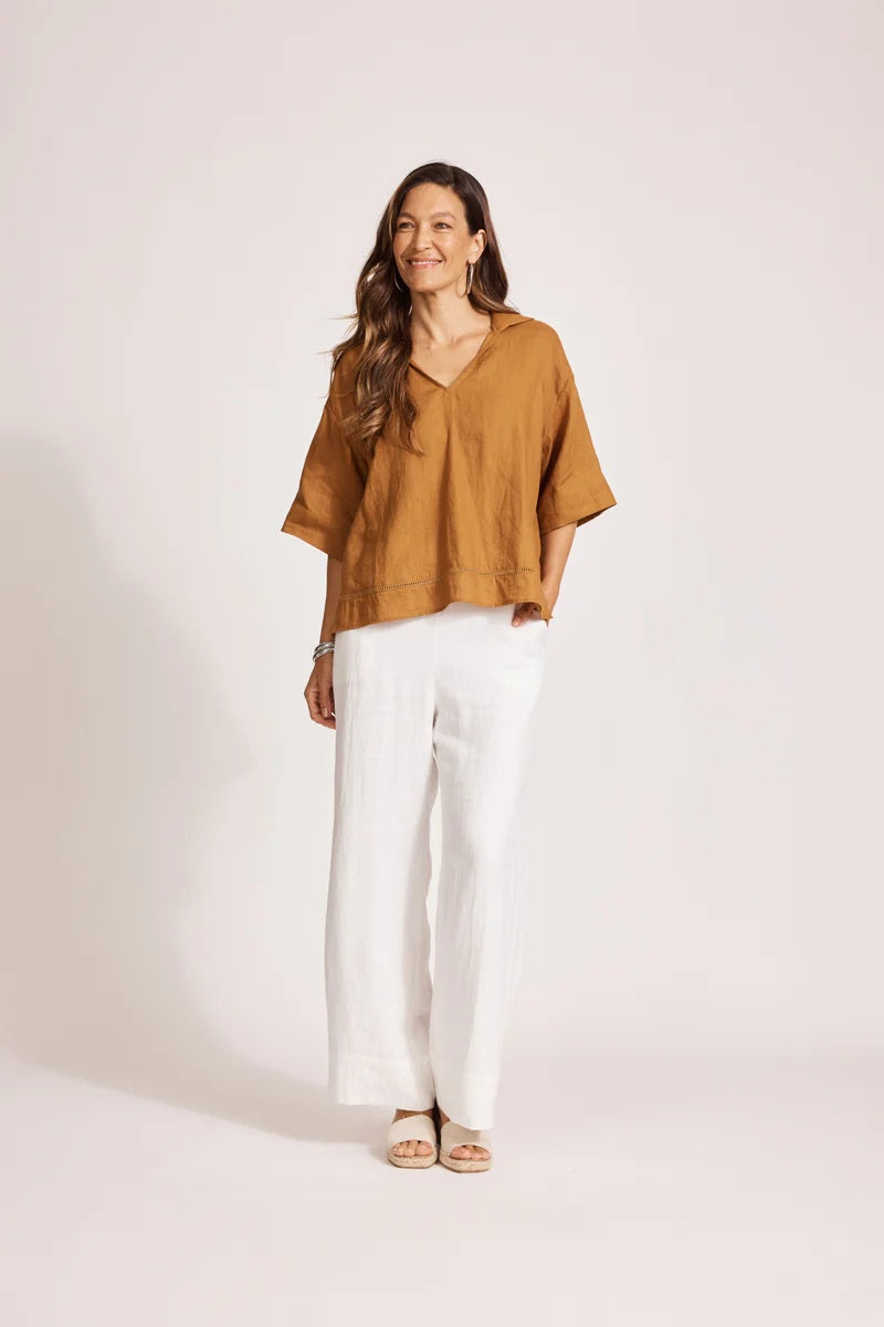 Eb & Ive Miramar Collared Top [COLOUR:Caramel SIZE:XS]