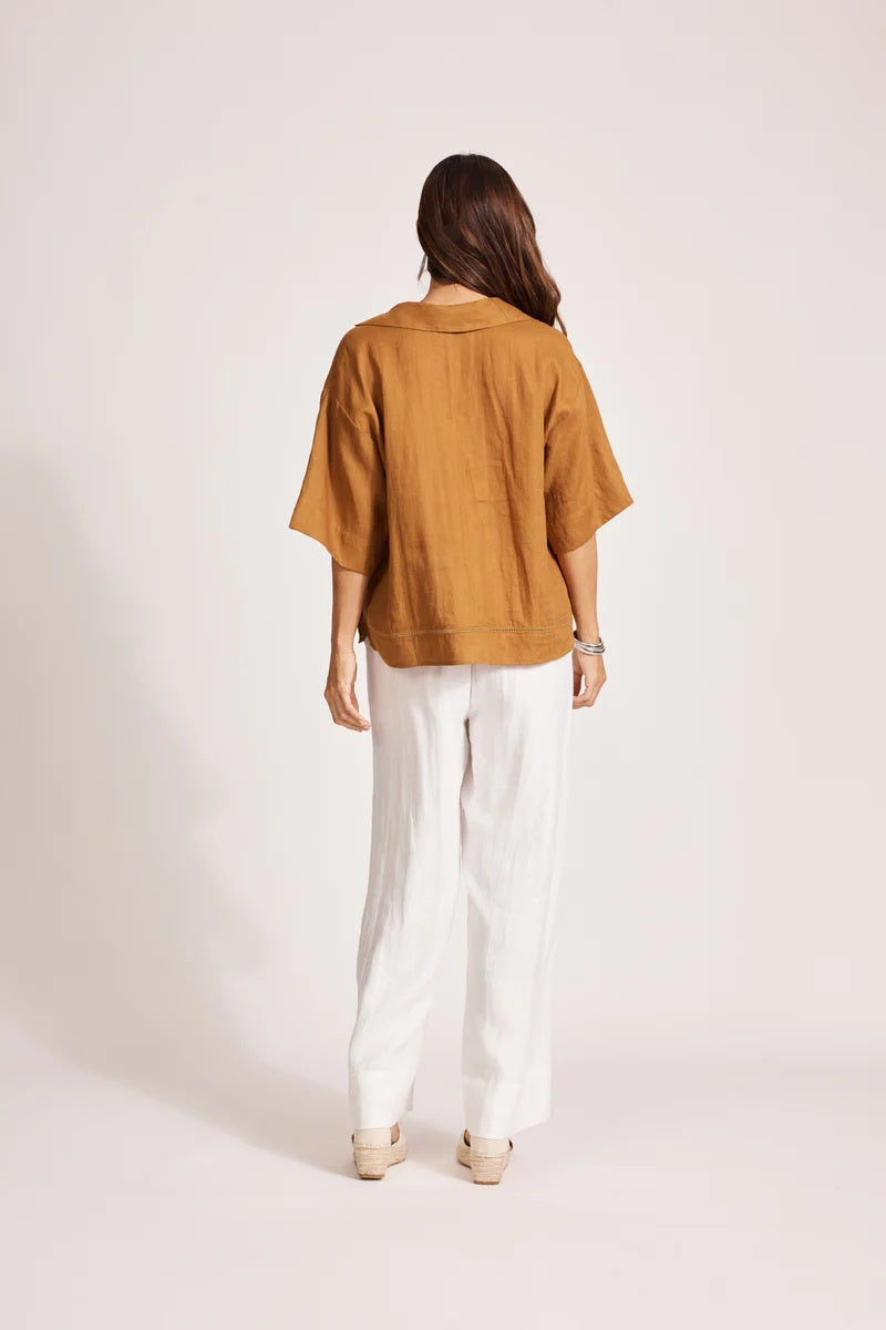 Eb & Ive Miramar Collared Top [COLOUR:Caramel SIZE:XS]